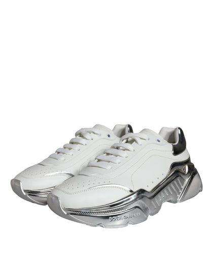  - White Silver Daymaster Leather Sneakers Shoes