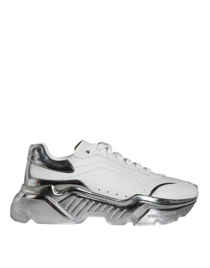  - White Silver Daymaster Leather Sneakers Shoes