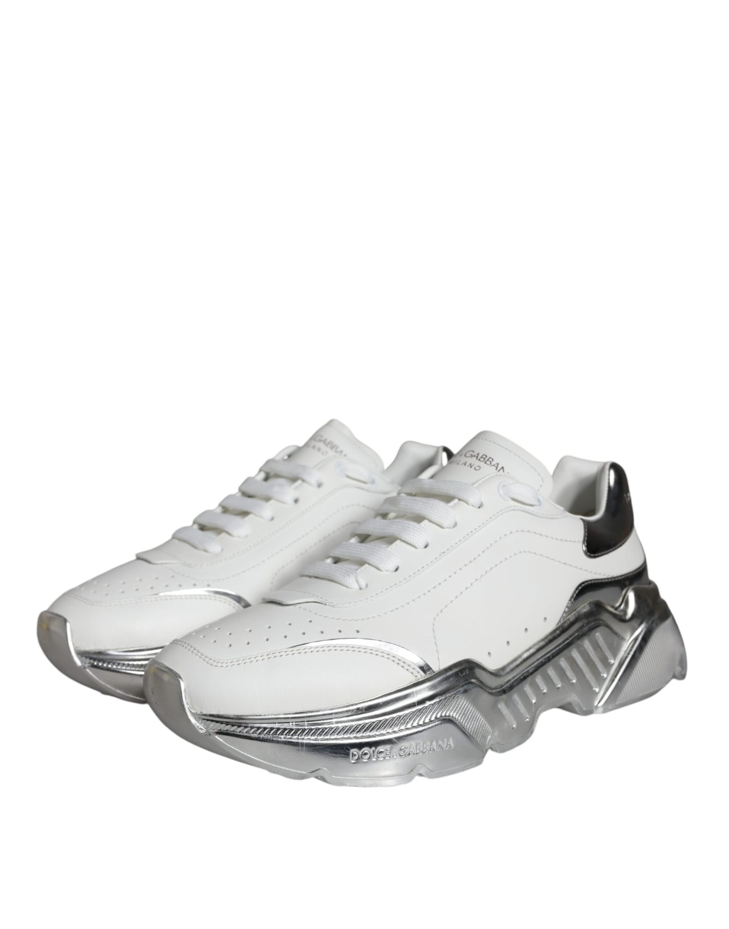  - White Silver Daymaster Leather Sneakers Shoes