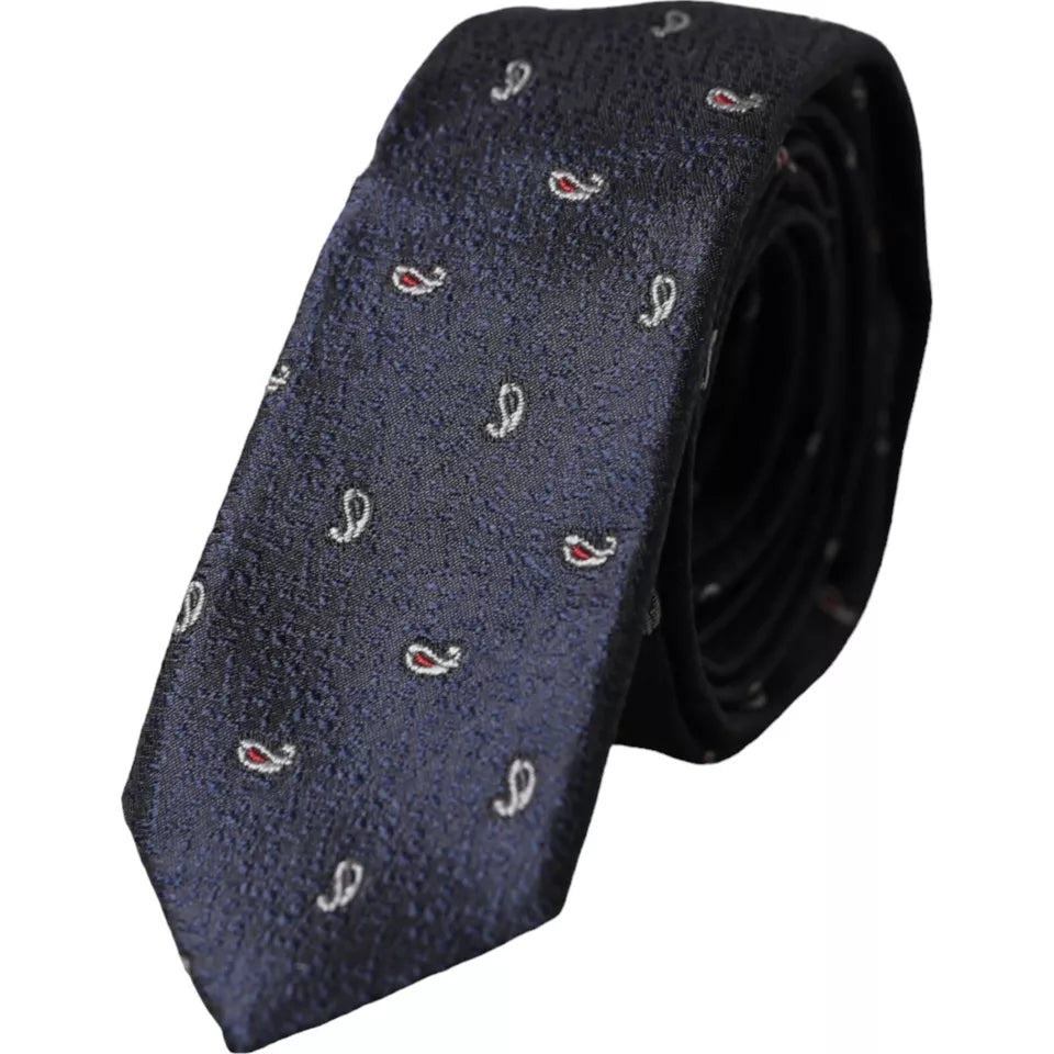  - Dark Blue Fantasy 100% Silk Adjustable Men Tie