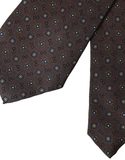  - Brown Silk Branded Logo Adjustable Men Tie