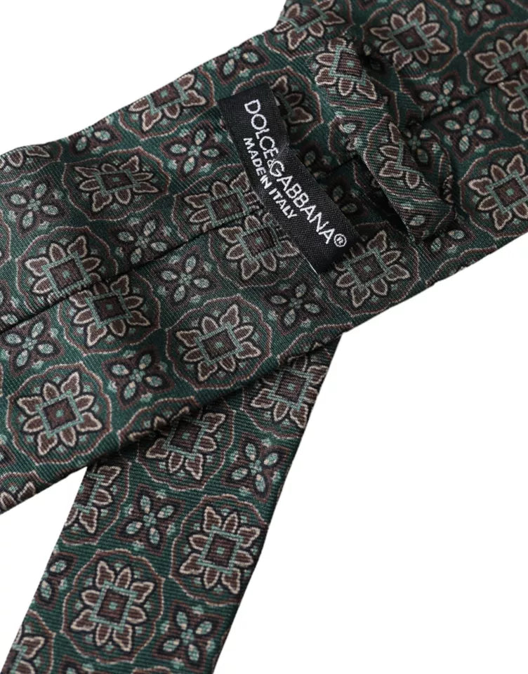  - Green Patterned 100% Silk Adjustable Men Tie