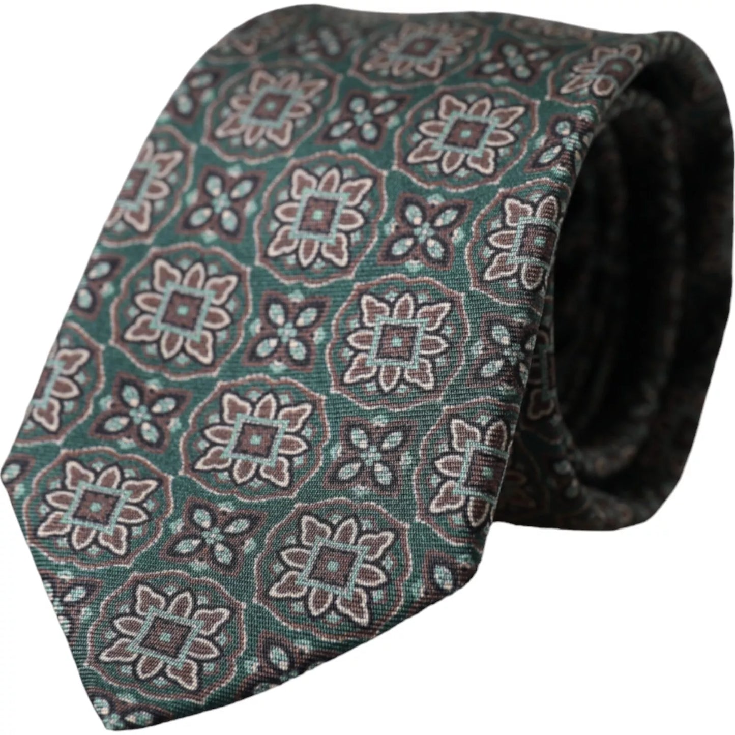  - Green Patterned 100% Silk Adjustable Men Tie