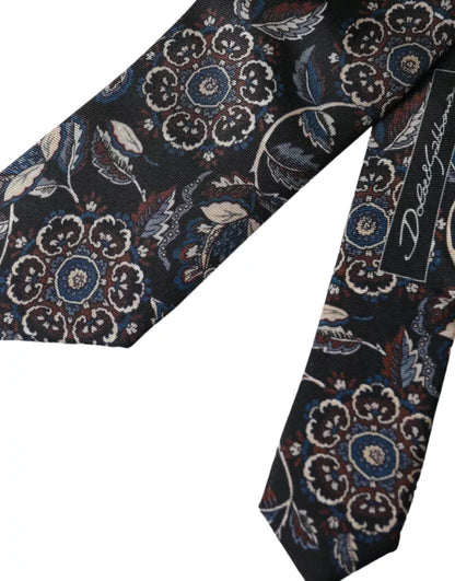  - Black Floral Pattern Silk Adjustable Men Tie