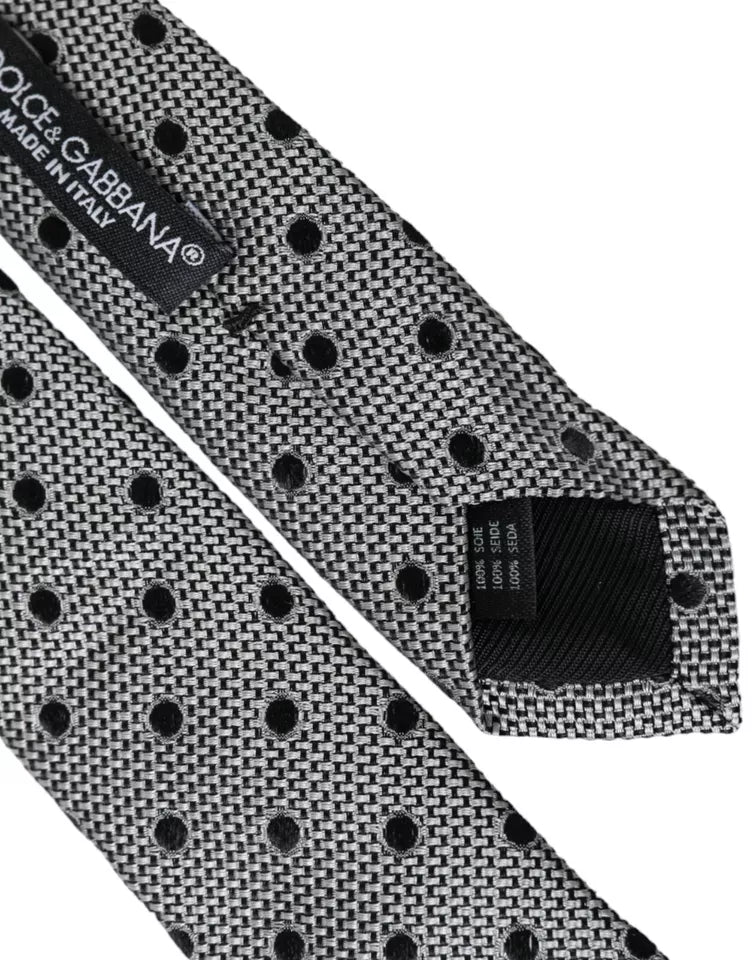  - Black White Dot Fantasy Silk Adjustable Men Tie