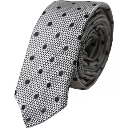  - Black White Dot Fantasy Silk Adjustable Men Tie