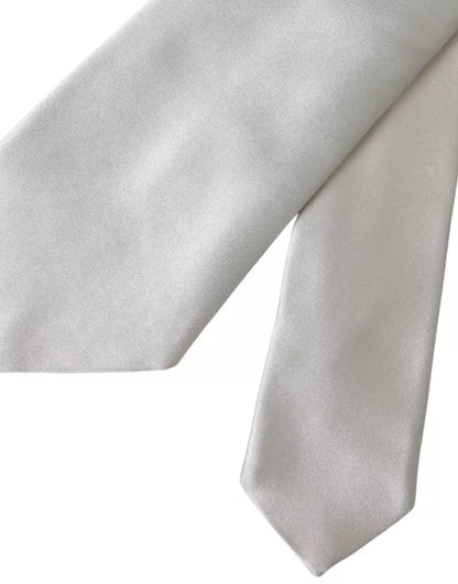  - White Satin Silk Adjustable Men Tie