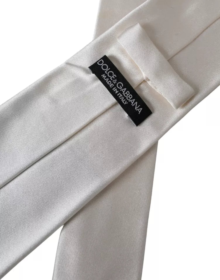  - White Satin Silk Adjustable Men Tie