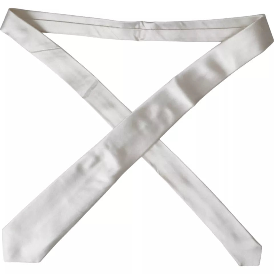  - White Satin Silk Adjustable Men Tie