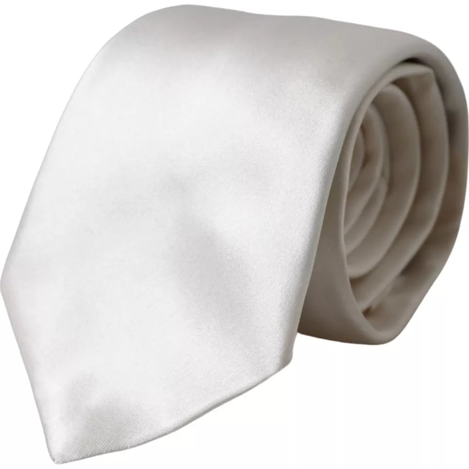  - White Satin Silk Adjustable Men Tie