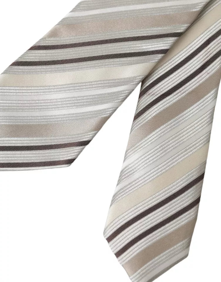  - Beige Stripes Fantasy Silk Adjustable Men Tie