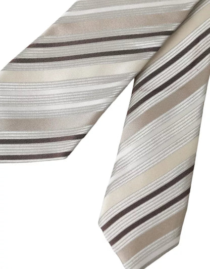  - Beige Stripes Fantasy Silk Adjustable Men Tie