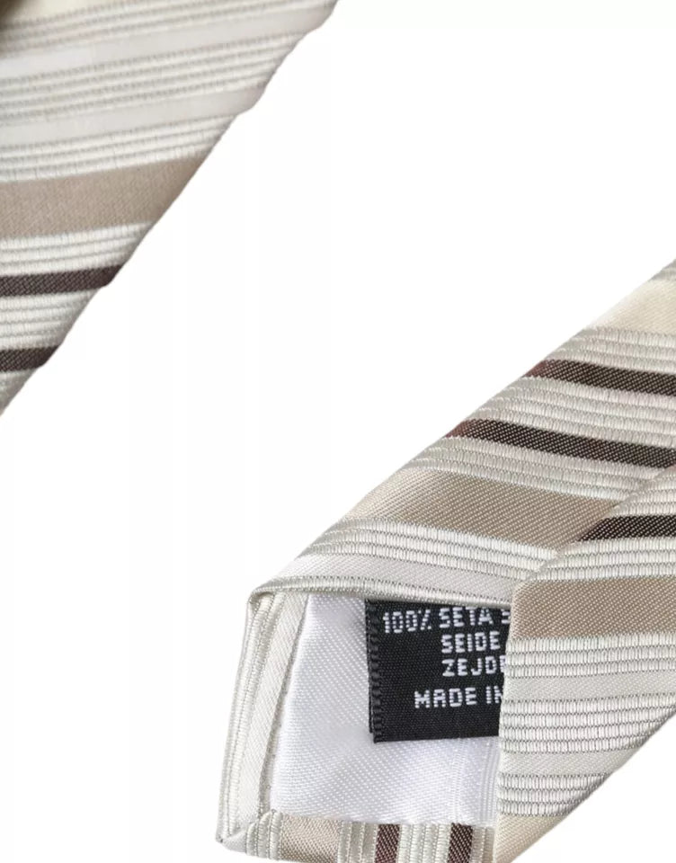  - Beige Stripes Fantasy Silk Adjustable Men Tie