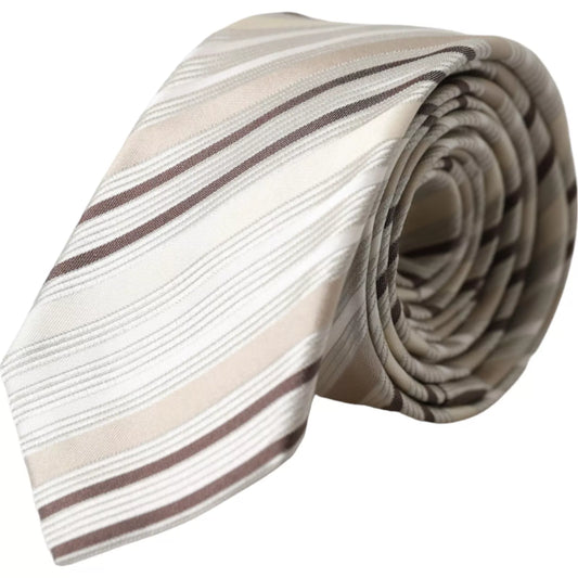  - Beige Stripes Fantasy Silk Adjustable Men Tie