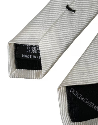  - White Solid 100% Silk Adjustable Tie