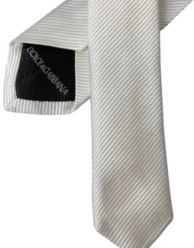  - White Solid 100% Silk Adjustable Tie