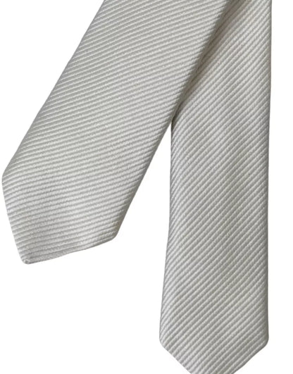  - White Solid 100% Silk Adjustable Tie