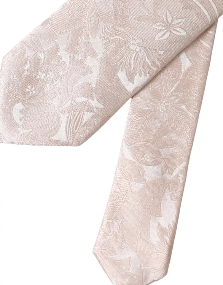  - Off White Floral Brocade Silk Adjustable Men Tie