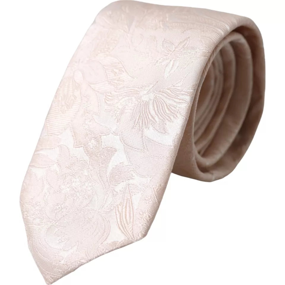  - Off White Floral Brocade Silk Adjustable Men Tie