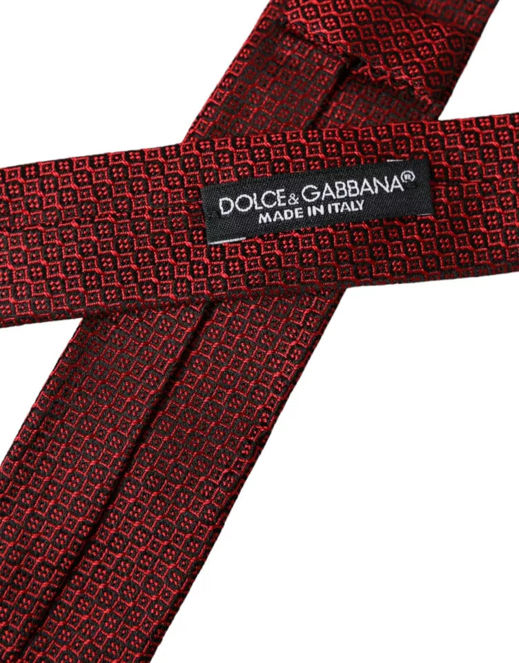  - Red Patterned 100% Silk Adjustable Men Tie