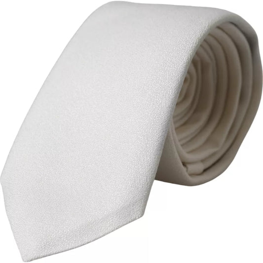  - White Silk Classic Adjustable Men Tie