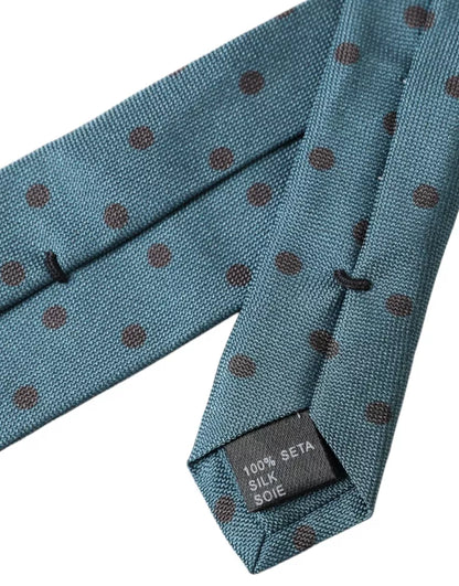  - Green Black Polka Dot Silk Adjustable Men Tie