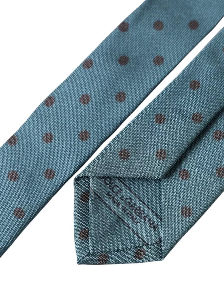  - Green Black Polka Dot Silk Adjustable Men Tie