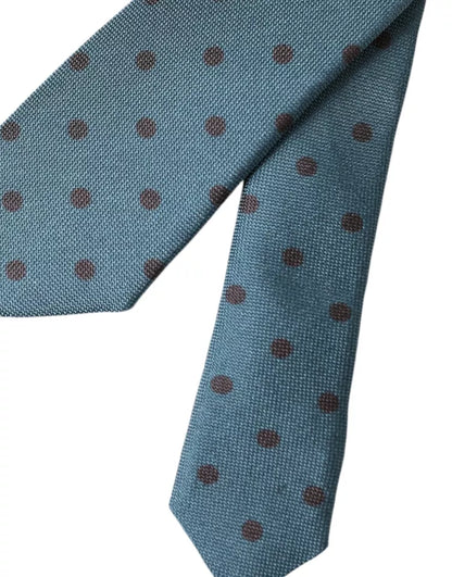  - Green Black Polka Dot Silk Adjustable Men Tie