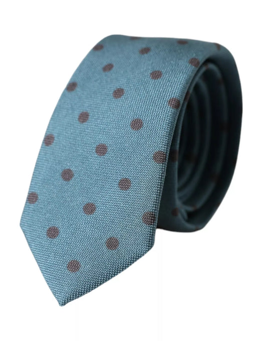  - Green Black Polka Dot Silk Adjustable Men Tie