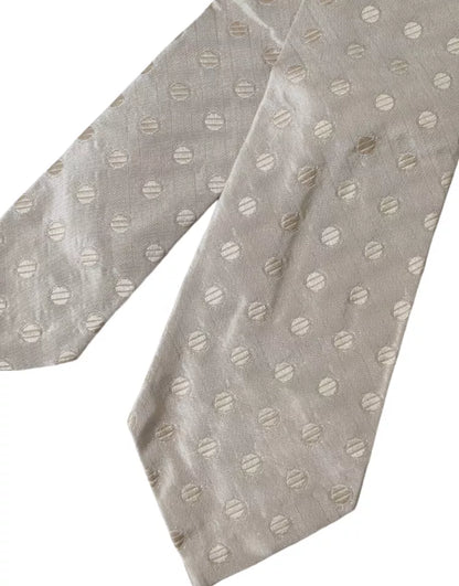  - Beige Dotted Silk Classic Adjustable Men Tie