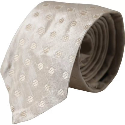  - Beige Dotted Silk Classic Adjustable Men Tie