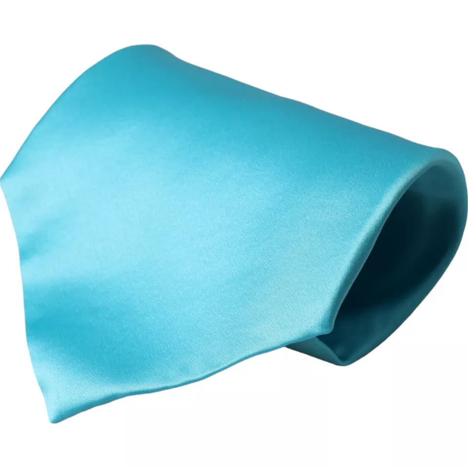 Dolce & Gabbana Light Blue Satin Silk Wide Adjustable Men's Tie