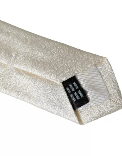  - Off White Patterned Silk Adjustable Men Tie