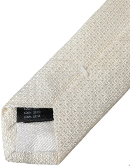  - Off White Patterned Silk Classic Adjustable Tie