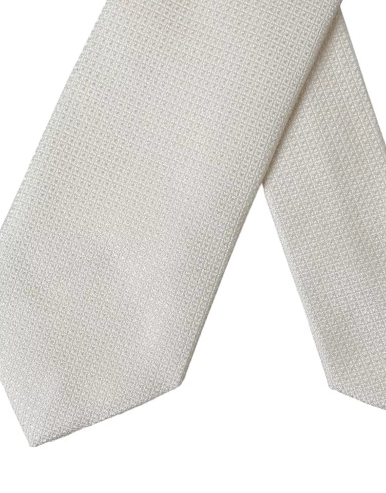  - Off White Patterned Silk Classic Adjustable Tie