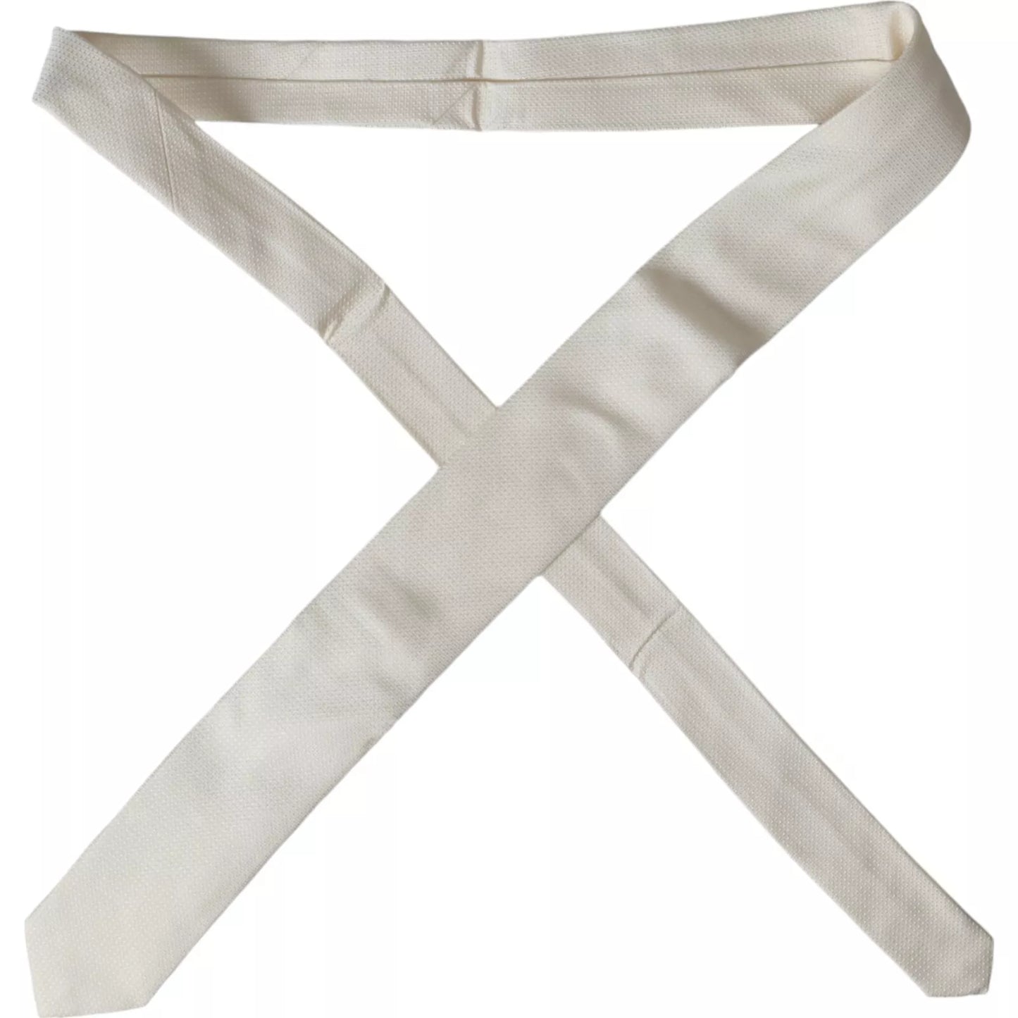  - Off White Patterned Silk Classic Adjustable Tie