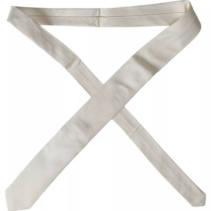  - Off White Patterned Silk Classic Adjustable Tie