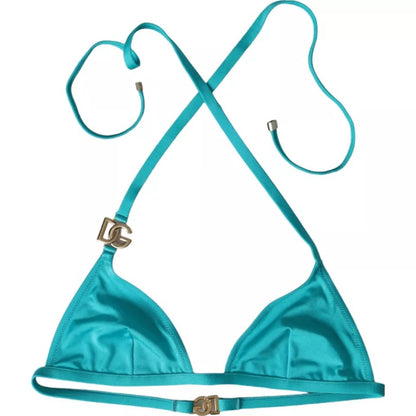  - Blue Green Halter DG Logo Swimwear Beachwear Bikini Top