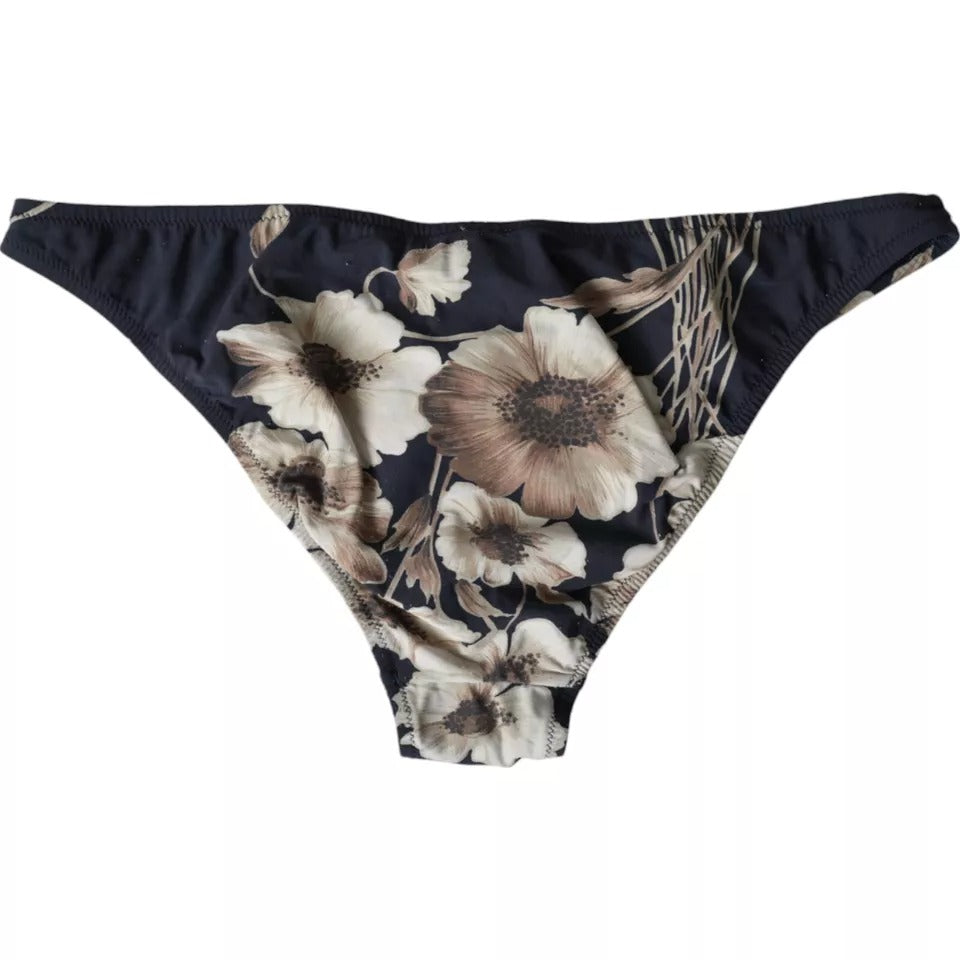  - Black Floral Print Swimwear Beachwear Bottom Bikini