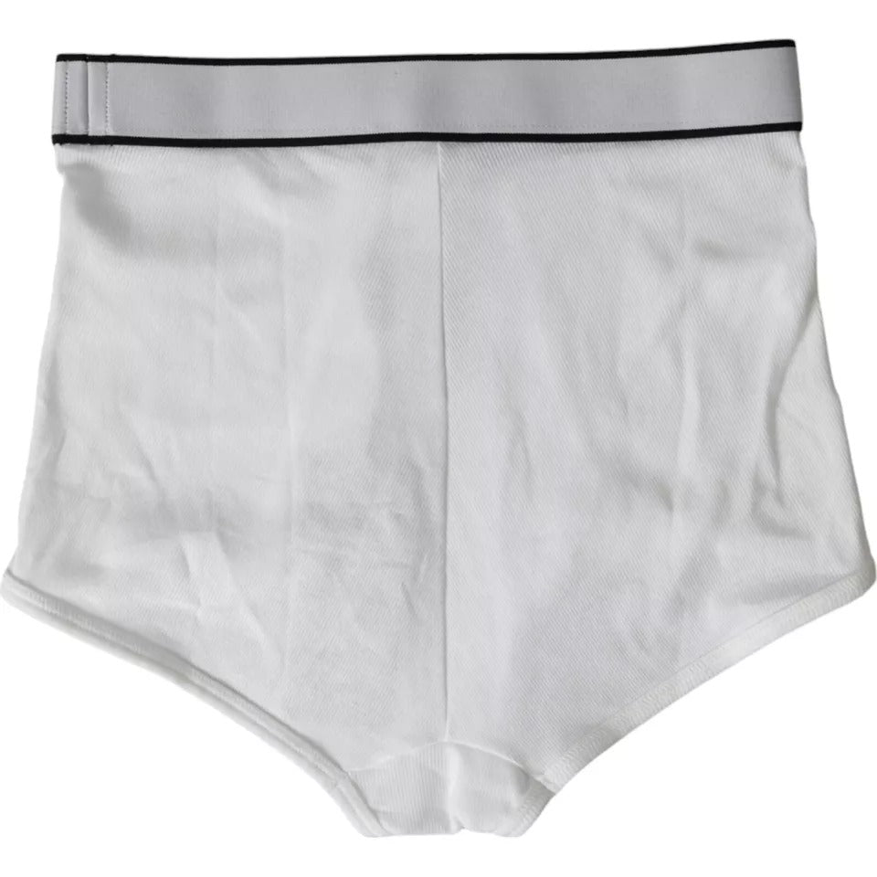  - White Cotton Stretch Branded Logo Underwear