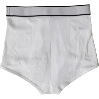  - White Cotton Stretch Branded Logo Underwear