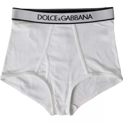  - White Cotton Stretch Branded Logo Underwear