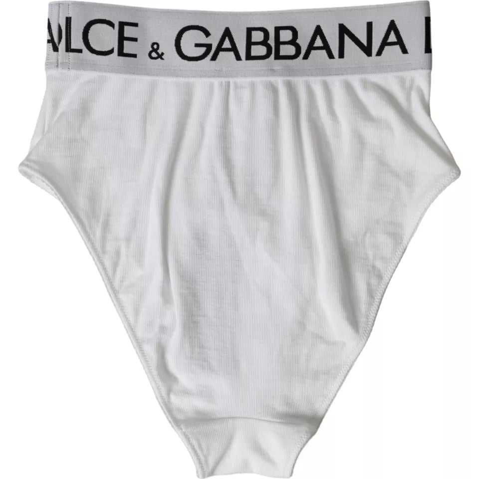  - White Cotton Stretch Branded Logo Underwear