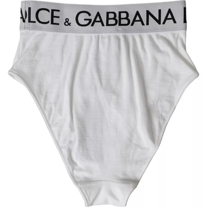  - White Cotton Stretch Branded Logo Underwear