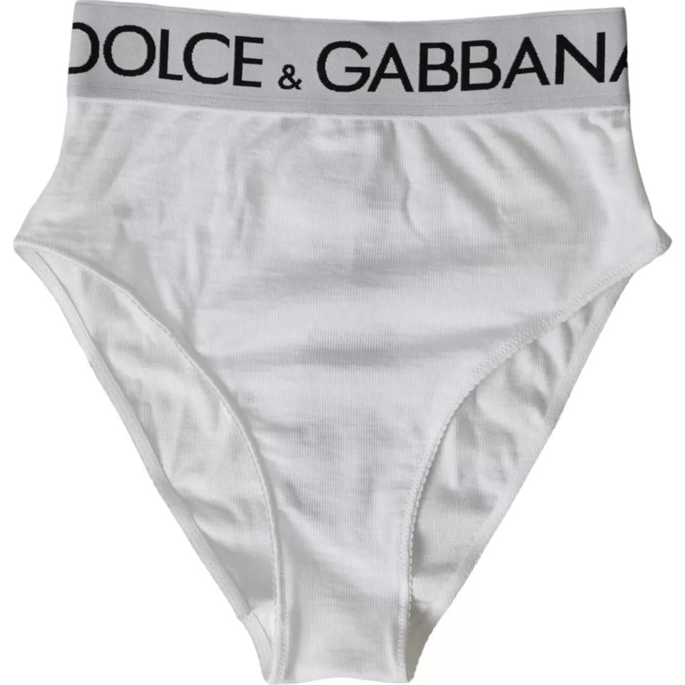  - White Cotton Stretch Branded Logo Underwear