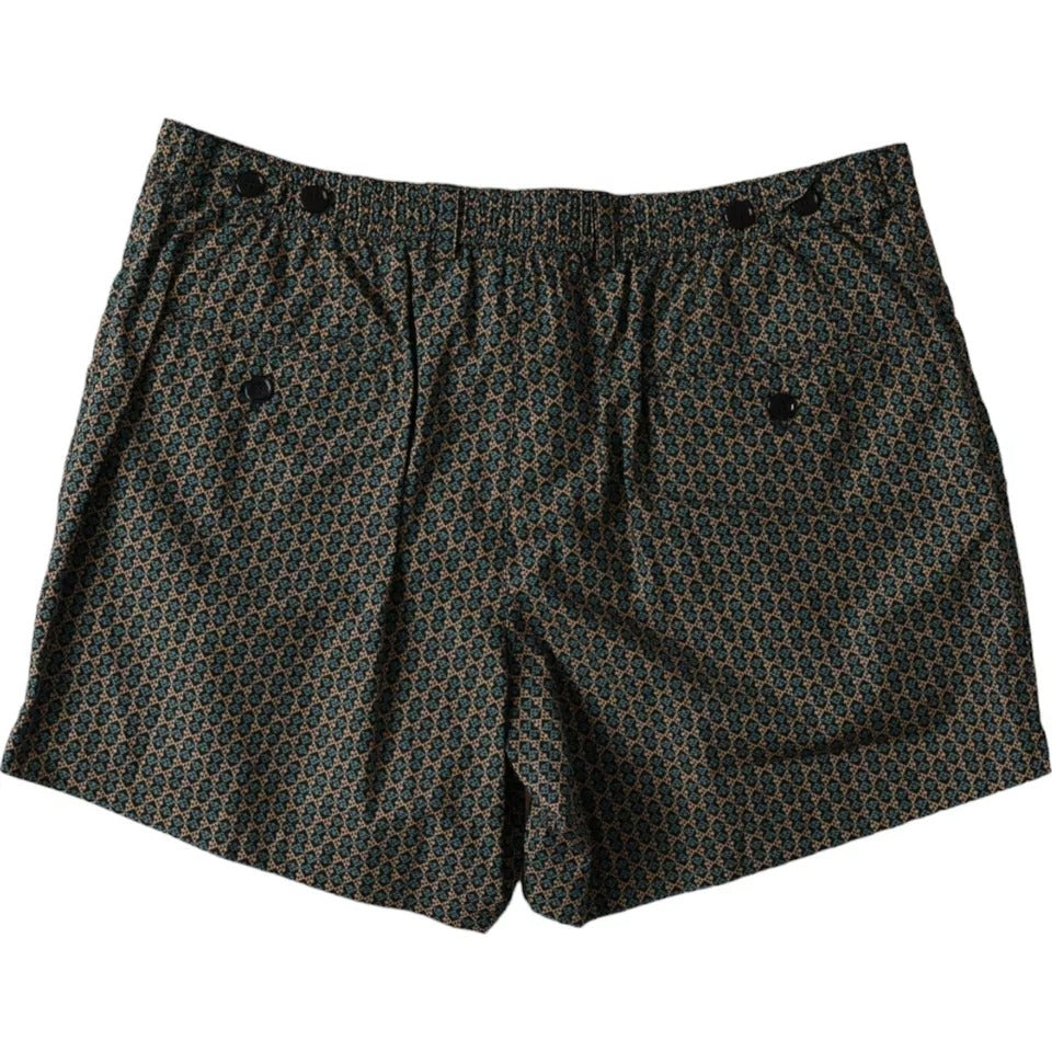  - Brown Patterned Beachwear Swim Shorts Swimwear