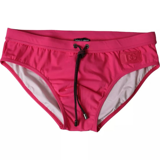  - Pink Nylon DG Logo Beachwear Brief Swimwear Men