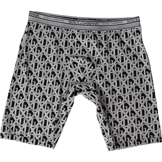  - Black White DG Logo Cotton Stretch Cycling Underwear Men