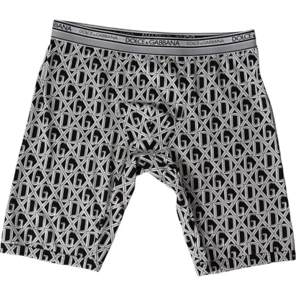 Dolce & Gabbana Black White DG Logo Cotton Stretch Cycling Underwear for Men