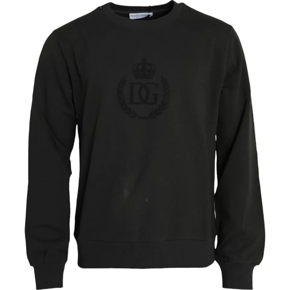 Gray Logo Cotton Crew Neck Pullover Sweater - The Luxe Alliance